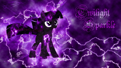 Size: 1920x1080 | Tagged: safe, artist:jamey4, twilight sparkle, pony, unicorn, g4, electricity, name, open mouth, shading, signature, solo, unicorn twilight, wallpaper