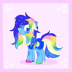 Size: 2048x2048 | Tagged: safe, artist:moonydropps, oc, oc only, pegasus, pony, hair, high res, looking back, mane, smiling, solo, tail, wings