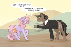 Size: 1280x854 | Tagged: safe, artist:lolepopenon, oc, oc:oliver, oc:sweet tales, earth pony, pony, unicorn, ask billie the kid, comic, duo, female, glasses, hat, male, mare, stallion