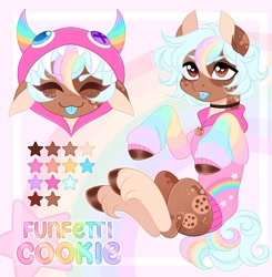 Size: 694x709 | Tagged: safe, artist:tookiut, oc, oc:funfetti cookie, pony, clothes, colorful, hoodie