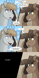 Size: 1280x2562 | Tagged: safe, artist:lolepopenon, oc, oc:jace jet, oc:oliver, earth pony, pony, ask billie the kid, comic, duo, phone, phone call