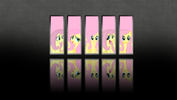 Size: 1920x1080 | Tagged: artist needed, safe, artist:gurugrendo, edit, fluttershy, pegasus, pony, g4, abstract background, female, looking at you, mare, reflection, smiling, solo, wallpaper, wallpaper edit