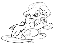 Size: 1800x1404 | Tagged: safe, artist:sunburst1ng, fluttershy, pegasus, pony, g4, black and white, bong, eyebrows, female, flutterhigh, grayscale, high, lidded eyes, lineart, mare, monochrome, simple background, sitting, solo, white background