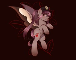 Size: 1900x1500 | Tagged: safe, artist:bubbleyfishey, pegasus, pony, genshin impact, hat, hu tao (genshin impact), maroon background, ponified, simple background