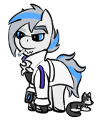 Size: 140x168 | Tagged: safe, artist:gray star, part of a set, oc, oc:throttle track, cat, cyborg, earth pony, pony, the sunjackers, chest fluff, clothes, cyberpunk, gray's tiny pony set, grumpy, jacket, male, simple background, stallion, transparent background