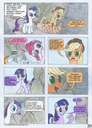 Size: 3454x4800 | Tagged: safe, artist:thunderelemental, applejack, pinkie pie, rainbow dash, rarity, twilight sparkle, changeling, pony, comic:swarm rising, g4, comic, disguise, disguised changeling, speech bubble, traditional art
