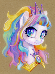 Size: 892x1200 | Tagged: safe, artist:maytee, oc, oc only, pony, bust, colored pencil drawing, commission, crown, jewelry, portrait, regalia, solo, traditional art