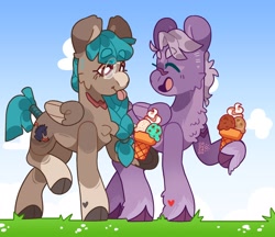 Size: 2740x2367 | Tagged: safe, artist:cocopudu, oc, oc only, pegasus, pony, cloven hooves, food, high res, ice cream, ice cream cone