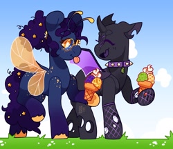 Size: 2740x2367 | Tagged: safe, artist:cocopudu, oc, oc only, changeling, earth pony, pony, food, high res, ice cream, purple changeling
