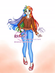 Size: 1600x2112 | Tagged: safe, artist:rikkatan, rainbow dash, human, g4, commission, female, humanized, simple background, solo, white background