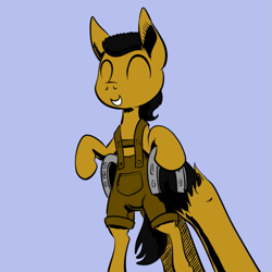 Size: 659x659 | Tagged: safe, artist:darkhestur, oc, oc:dark, oc:dusk, pony, clothes, colt, foal, holding a pony, horseshoes, lederhosen, male, smiling