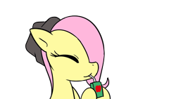 Size: 2000x1125 | Tagged: safe, artist:doublewbrothers, fluttershy, pegasus, pony, g4, eyes closed, female, filly, filly fluttershy, juice, juice box, simple background, transparent background, younger