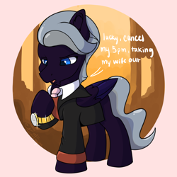 Size: 2000x2000 | Tagged: safe, artist:aurorafang, oc, pegasus, pony, clothes, high res, male, necktie, pegasus oc, speech, stallion, suit, talking, watch