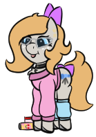 Size: 139x198 | Tagged: safe, artist:gray star, part of a set, oc, oc:gray star, pony, bow, clothes, collar, ear piercing, female, glasses, gray's tiny pony set, hair bow, leg warmers, mare, piercing, simple background, sweater, tail, tail bow, transparent background