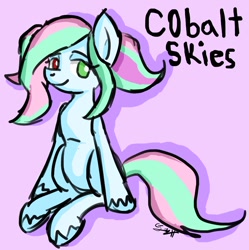 Size: 1074x1080 | Tagged: safe, artist:biscotti5000, oc, oc only, oc:cobalt skies, earth pony, pony, earth pony oc, female, heterochromia, simple background