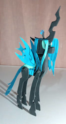 Size: 651x1228 | Tagged: safe, artist:angelwingsmlpfim, queen chrysalis, changeling, changeling queen, g4, craft, creative, horn, irl, papercraft, photo