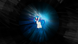 Size: 1920x1080 | Tagged: safe, artist:makintosh91, artist:uxyd, edit, dj pon-3, vinyl scratch, pony, unicorn, g4, abstract background, female, fractal, mare, smiling, solo, sunglasses, wallpaper, wallpaper edit