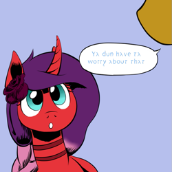 Size: 659x659 | Tagged: safe, artist:darkhestur, oc, oc:dark, oc:summer-epos, earth pony, pony, unicorn, braid, flower, flower in hair, speech bubble