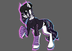 Size: 4961x3508 | Tagged: safe, artist:mekblue, oc, oc:spettro, pony, undead, unicorn, beanie hat, colored sketch, doodle, horn, severed horn, thin legs, tired, unicorn oc