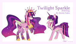 Size: 1920x1119 | Tagged: safe, artist:fastycolors08, twilight sparkle, alicorn, pony, unicorn, g4, deviantart watermark, glasses, obtrusive watermark, redesign, simple background, solo, twilight sparkle (alicorn), unicorn twilight, watermark, white background