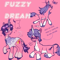 Size: 1280x1280 | Tagged: safe, artist:blue11patsy, oc, oc:fuzzy dream, pony, horn, solo