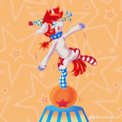 Size: 1080x1080 | Tagged: safe, artist:plushplague, oc, oc only, pony, unicorn, circus, clown, horn, solo, unicorn oc