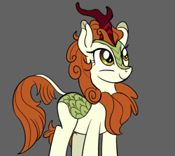 Size: 1310x1176 | Tagged: safe, artist:nonameorous, autumn blaze, pony, g4, sounds of silence, female, gray background, looking up, simple background, smiling, solo