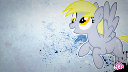 Size: 1920x1080 | Tagged: artist needed, safe, artist:edwinprgtr, edit, derpy hooves, pegasus, pony, g4, abstract background, female, flying, mare, smiling, solo, wallpaper, wallpaper edit, watermark