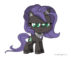 Size: 1240x997 | Tagged: safe, artist:darkmythiccat, oc, oc:slash, pony, g4, g4.5, my little pony: pony life, female, filly, foal, frown, jewelry, necklace, ponified, simple background, solo, transparent background