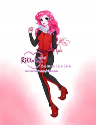 Size: 1280x1662 | Tagged: safe, artist:rikkatan, pinkie pie, human, g4, female, humanized, jester, solo