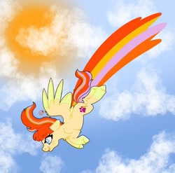 Size: 719x710 | Tagged: safe, artist:bug, oc, pegasus, pony, flying, rainbow