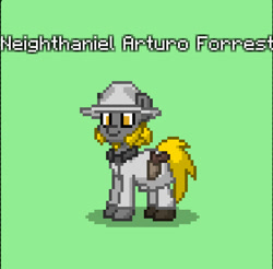 Size: 842x829 | Tagged: safe, oc, oc only, oc:neighthaniel arturo forrest, earth pony, pony, american civil war, clothes, confederate, earth pony oc, green background, gun, handgun, revolver, sideburns, simple background, solo