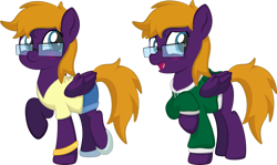 Size: 1920x1144 | Tagged: safe, artist:alexdti, oc, oc:purple creativity, pegasus, pony, clothes, glasses, hoodie, shirt, solo