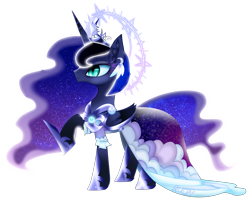 Size: 4930x3953 | Tagged: safe, artist:harmonicdreemur1308, princess luna, alicorn, pony, g4, base used, clothes, dress, ethereal mane, female, hoof shoes, mare, raised hoof, simple background, solo, starry mane, transparent background