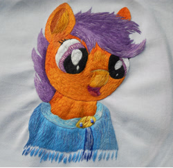 Size: 3112x3012 | Tagged: safe, artist:lightdragon1988, scootaloo, pegasus, pony, g4, cross stitch, female, high res, irl, photo, solo, traditional art