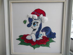 Size: 5152x3864 | Tagged: safe, artist:lightdragon1988, rarity, pony, unicorn, g4, christmas, cross stitch, female, holiday, irl, photo, solo, traditional art