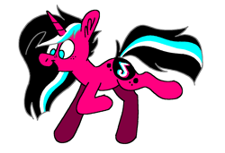 Size: 1316x900 | Tagged: safe, artist:msponies, oc, oc only, pony, unicorn, ear fluff, female, freckles, mare, ms paint, open mouth, open smile, ponified, raised hoof, simple background, smiling, solo, tail, tiktok, white background