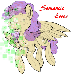 Size: 796x837 | Tagged: safe, artist:thebathwaterhero, oc, oc:brandy byte, pegasus, pony, cyoa:semantic error, cyberpunk, simple background, solo, text, transparent background