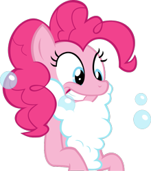 Size: 855x970 | Tagged: safe, artist:retroponybro, pinkie pie, baby cakes, g4, base used, bubble, bubble beard, female, mare, simple background, smiling, solo, transparent background, vector