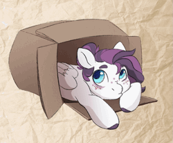Size: 1055x871 | Tagged: safe, artist:damayantiarts, oc, oc only, pegasus, pony, animated, box, ear flick, gif, pony in a box, solo