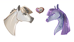 Size: 1280x725 | Tagged: safe, artist:shirecorn, maud pie, mudbriar, earth pony, horse, pony, g4, duo, female, looking at each other, looking at someone, male, mare, ship:maudbriar, shipping, simple background, stallion, straight, white background