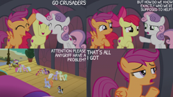 Size: 2000x1125 | Tagged: safe, edit, edited screencap, editor:quoterific, screencap, all aboard, apple bloom, scootaloo, steamer, sweetie belle, twilight sparkle, hippogriff, pony, g4, surf and/or turf, cart, cutie mark crusaders, male, stallion