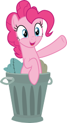 Size: 3000x5499 | Tagged: safe, artist:cloudy glow, pinkie pie, earth pony, pony, g4, horse play, .ai available, simple background, solo, transparent background, trash can, vector