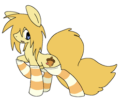 Size: 768x625 | Tagged: safe, artist:muffinz, oc, oc only, oc:fluffer nutter, earth pony, pony, clothes, pixel-crisp art, simple background, socks, solo, striped socks, white background