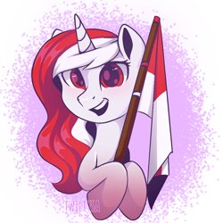 Size: 968x968 | Tagged: safe, artist:twiliysa, oc, oc only, oc:indonisty, alicorn, pony, alicorn oc, female, flag, horn, indonesia, mare, nation ponies, ponified, solo, wings