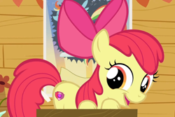 Size: 1300x867 | Tagged: safe, screencap, apple bloom, earth pony, pony, crusaders of the lost mark, g4, adorabloom, apple bloom's bow, bow, cute, cutie mark, daaaaaaaaaaaw, female, filly, foal, hair bow, happy, smiling, solo, the cmc's cutie marks