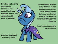 Size: 2048x1564 | Tagged: safe, artist:ewoudcponies, trixie, pony, unicorn, g4, frown, green background, simple background, solo