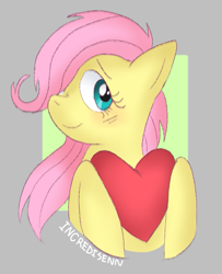 Size: 671x827 | Tagged: safe, artist:incredisenn, fluttershy, pegasus, pony, g4, blushing, cute, female, filly, filly fluttershy, flowing hair, foal, gray background, green background, heart, lineart, shading, shyabetes, simple background, sketch, smiling, younger