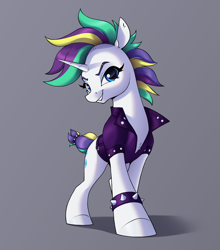Size: 2290x2600 | Tagged: safe, artist:aquaticvibes, rarity, pony, unicorn, g4, it isn't the mane thing about you, alternate hairstyle, high res, punk, raripunk, solo
