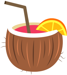 Size: 3000x3353 | Tagged: safe, artist:cloudy glow, golden waves, g5, coconut, coconut cup, cutie mark, cutie mark only, drink, drinking straw, food, high res, no pony, orange, orange slices, simple background, solo, transparent background, vector